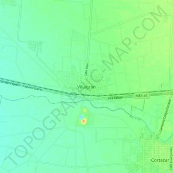 Carte topographique Villagrán, altitude, relief
