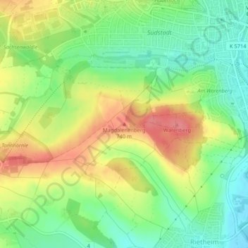 Carte topographique Magdalenenberg, altitude, relief