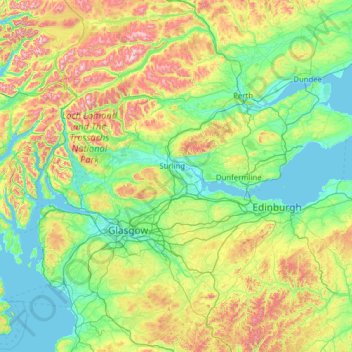 Carte topographique Stirlingshire, altitude, relief