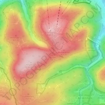 Carte topographique Große Grube, altitude, relief