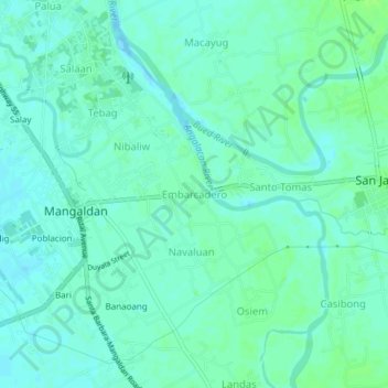 Carte topographique Embarcadero, altitude, relief