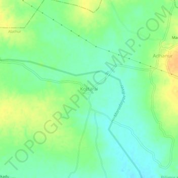 Carte topographique Kottarai, altitude, relief