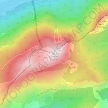 Carte topographique Lachens, altitude, relief