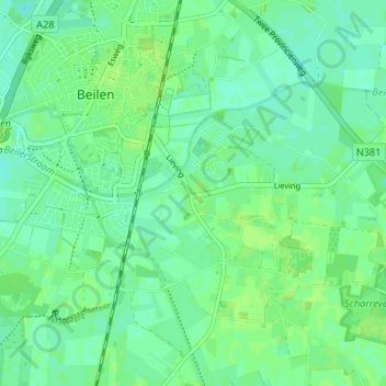 Carte topographique Lieving, altitude, relief