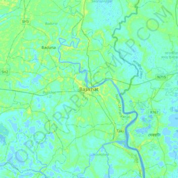 Carte topographique Basirhat, altitude, relief