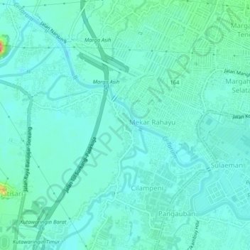 Carte topographique Pameuntasan, altitude, relief