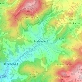Carte topographique Reichenbach, altitude, relief