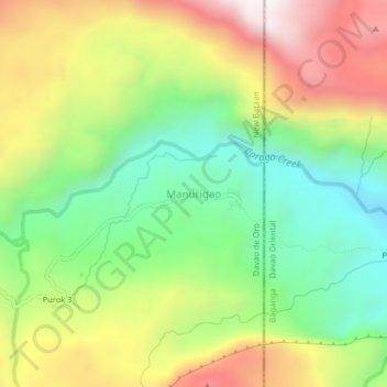 Carte topographique Manurigao, altitude, relief