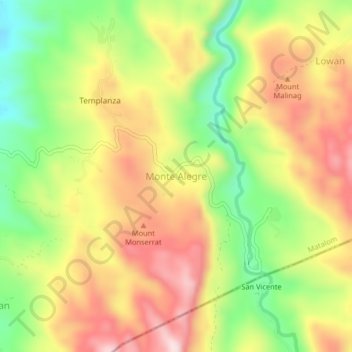 Carte topographique Monte Alegre, altitude, relief