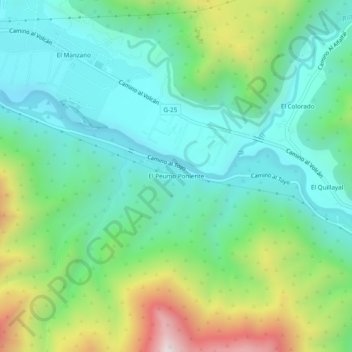 Carte topographique El Peumo Poniente, altitude, relief