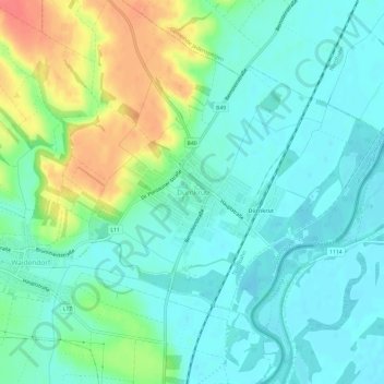 Carte topographique Dürnkrut, altitude, relief