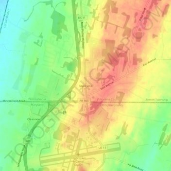 Carte topographique State Line, altitude, relief