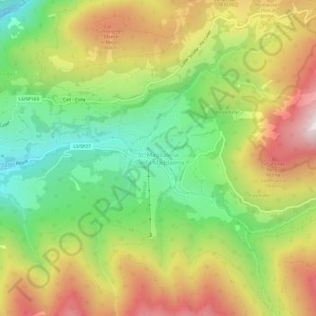 Carte topographique Santa Maddalena, altitude, relief
