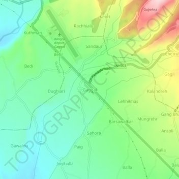 Carte topographique Gaggal, altitude, relief
