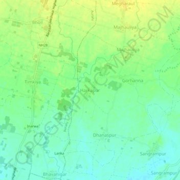 Carte topographique Harkapur, altitude, relief