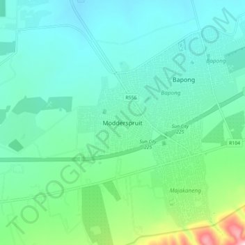 Carte topographique Modderspruit, altitude, relief