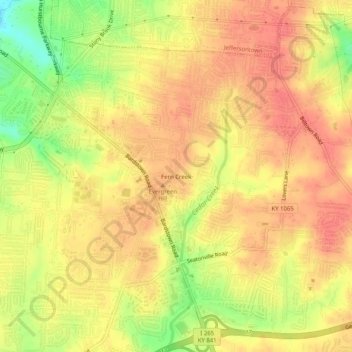 Carte topographique Fern Creek, altitude, relief
