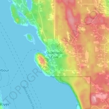 Carte topographique Quathiaski Cove, altitude, relief