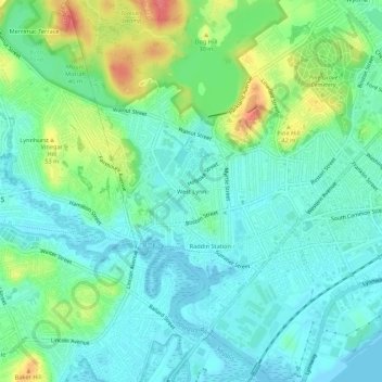 Carte topographique West Lynn, altitude, relief