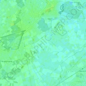 Carte topographique 't Hoogste, altitude, relief