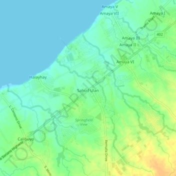 Carte topographique Sahud-ulan, altitude, relief