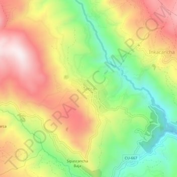 Carte topographique Tocra, altitude, relief
