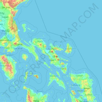 Carte topographique Camarines Sur, altitude, relief