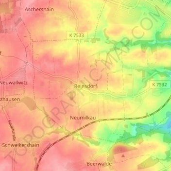 Carte topographique Reinsdorf, altitude, relief