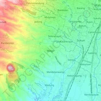 Carte topographique Wagir, altitude, relief