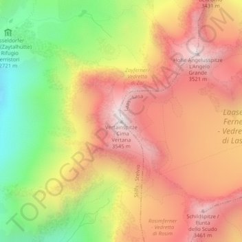 Carte topographique Vertainspitze, altitude, relief