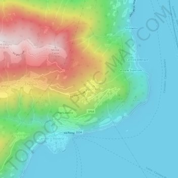 Carte topographique Viggiona, altitude, relief