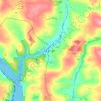 Carte topographique Lerryn, altitude, relief