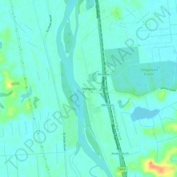 Carte topographique Ohinewai, altitude, relief