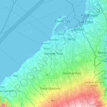 Carte topographique General Trias, altitude, relief