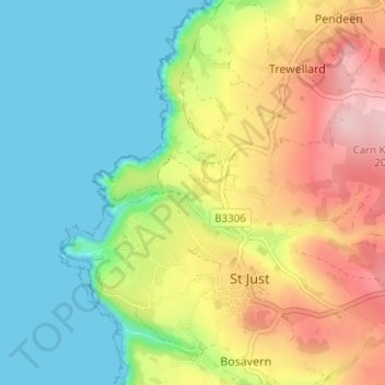 Carte topographique Kenidjack, altitude, relief