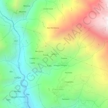 Carte topographique Lassere, altitude, relief