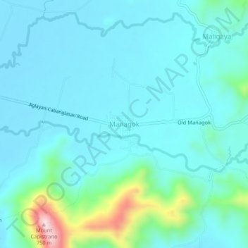 Carte topographique Managok, altitude, relief