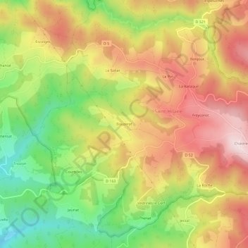 Carte topographique Bouzerat, altitude, relief