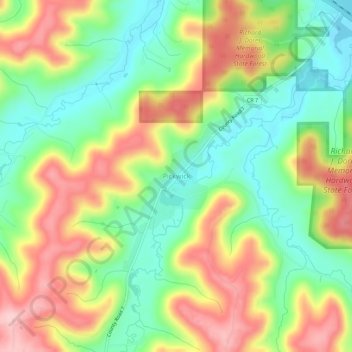 Carte topographique Pickwick, altitude, relief