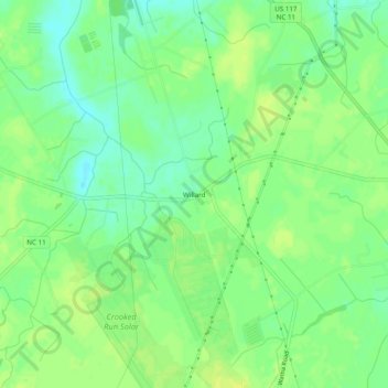 Carte topographique Willard, altitude, relief