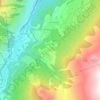 Carte topographique Gasenried, altitude, relief