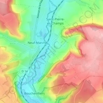 Carte topographique Le Catelet, altitude, relief