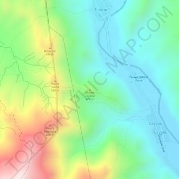 Carte topographique Mount Cayabu, altitude, relief