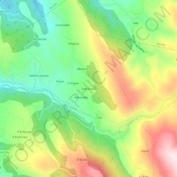 Carte topographique Sobrerriba, altitude, relief