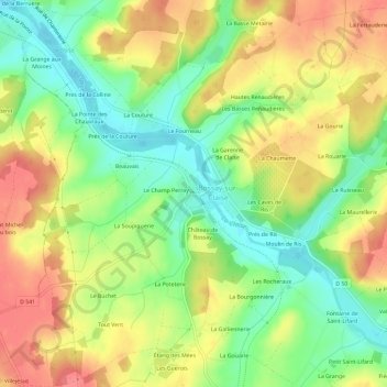 Carte topographique Le Bourg, altitude, relief