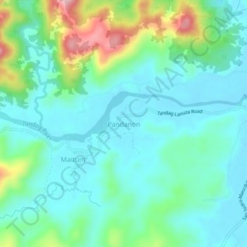 Carte topographique Pandanon, altitude, relief