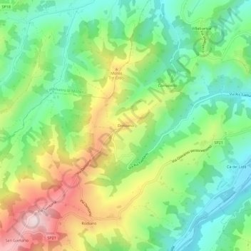 Carte topographique Denzano, altitude, relief
