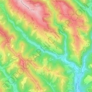 Carte topographique Les Vignottes, altitude, relief