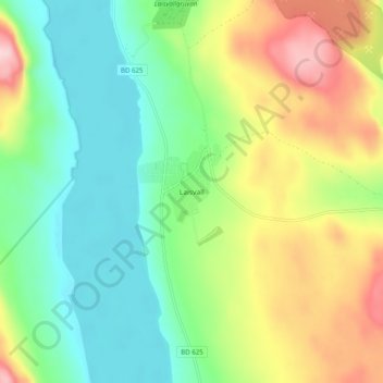 Carte topographique Laisvall, altitude, relief
