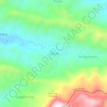 Carte topographique Cilebak, altitude, relief